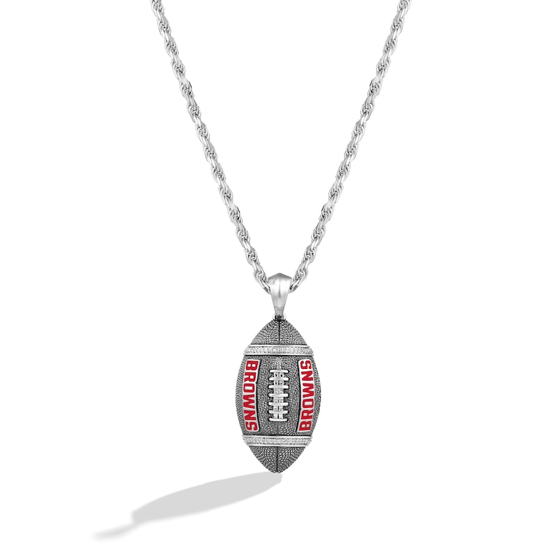 True Fans™ NFL Cleveland Browns Diamond Accent Football Pendant in Sterling  Silver