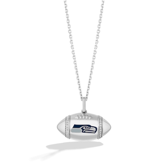 Seattle Seahawks Written On My Heart NFL Sterling Silver-Plated Pendant  Necklace Featuring An Open Heart With Team Name Adorned With Crystal Accents