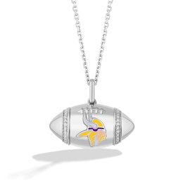 True Fans Minnesota Vikings Diamond Accent Football Necklace in Sterling Silver