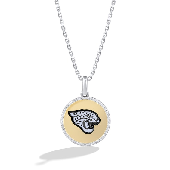 True Fans Washington Commanders 1/10 CT. T.W. Diamond Enamel Disc Necklace  in Sterling Silver and 10K Yellow Gold, Kay