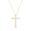 Thumbnail Image 1 of Round-Cut Diamond Cross Necklace 1/5 ct tw 10K Yellow Gold 18”