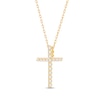 Thumbnail Image 3 of Round-Cut Diamond Cross Necklace 1/5 ct tw 10K Yellow Gold 18”