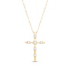 Thumbnail Image 1 of Round-Cut Diamond Station Cross Necklace 1/4ct tw 10K Yellow Gold 18”