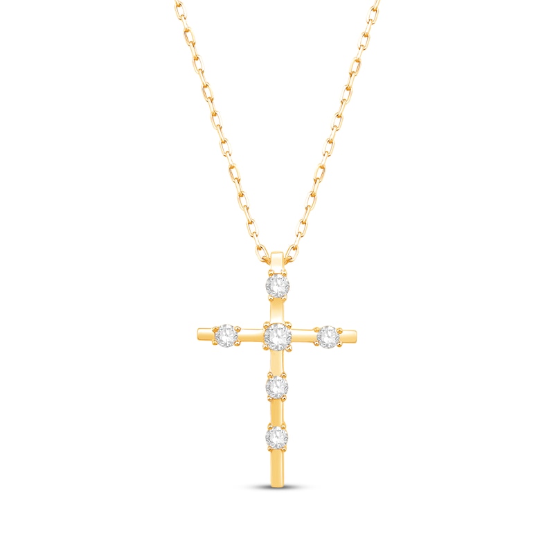 Round-Cut Diamond Station Cross Necklace 1/4ct tw 10K Yellow Gold 18” | Kay