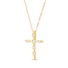 Thumbnail Image 2 of Round-Cut Diamond Station Cross Necklace 1/4ct tw 10K Yellow Gold 18”