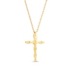 Thumbnail Image 3 of Round-Cut Diamond Station Cross Necklace 1/4ct tw 10K Yellow Gold 18”