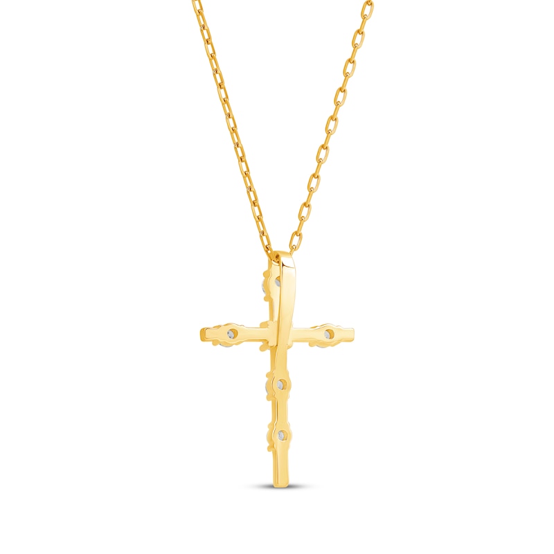 Round-Cut Diamond Station Cross Necklace 1/4ct tw 10K Yellow Gold 18” | Kay