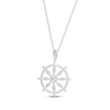 Thumbnail Image 3 of Round-Cut Diamond Solitaire Wheel of Dharma Necklace 1/20 ct tw Sterling Silver 18”