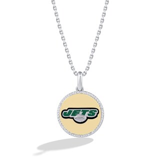 True Fans™ NFL Pittsburgh Steelers 1/10 CT. T.W. Diamond Enamel Disc  Pendant in Sterling Silver and 10K Gold|Zales