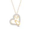 Thumbnail Image 1 of Round-Cut Diamond Year of the Rabbit Heart Necklace 1/6 ct tw 10K Yellow Gold 18”