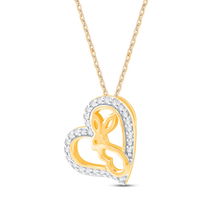 Main Image 2 of Round-Cut Diamond Year of the Rabbit Heart Necklace 1/6 ct tw 10K Yellow Gold 18”