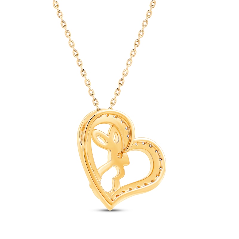 Main Image 3 of Round-Cut Diamond Year of the Rabbit Heart Necklace 1/6 ct tw 10K Yellow Gold 18”