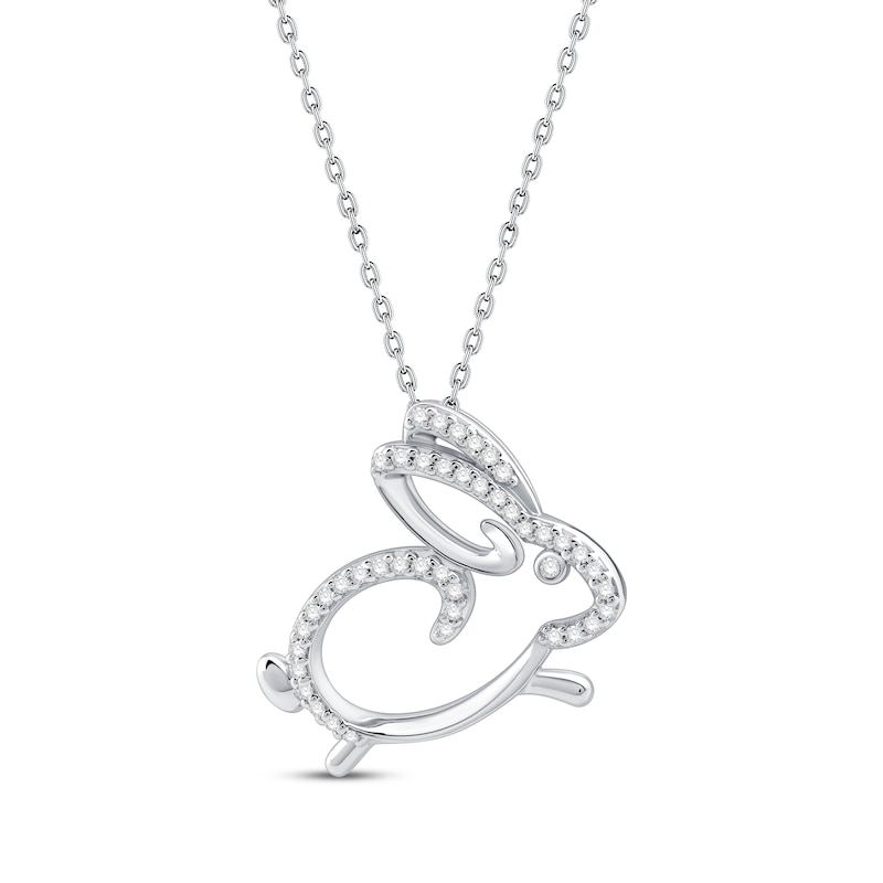 Round-Cut Diamond Year of the Rabbit Necklace 1/5 ct tw Sterling Silver 18”