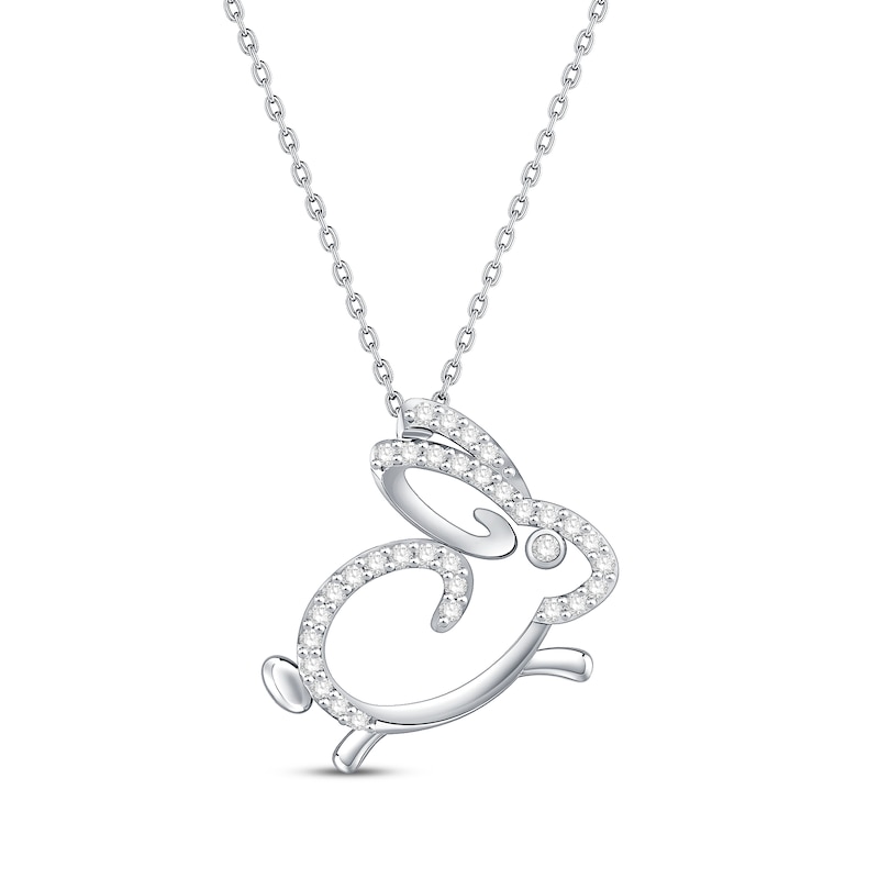 Main Image 1 of Round-Cut Diamond Year of the Rabbit Necklace 1/10 ct tw Sterling Silver 18”