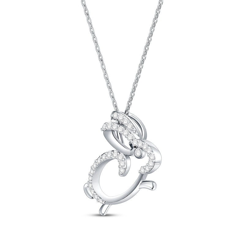 Main Image 2 of Round-Cut Diamond Year of the Rabbit Necklace 1/10 ct tw Sterling Silver 18”