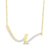 Thumbnail Image 2 of Round-Cut Diamond Swirl Smile Necklace 1/5 ct tw 10K Yellow Gold 18“