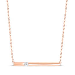 Round-Cut Diamond Accent Bar Necklace 10K Rose Gold 18“