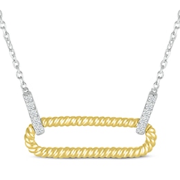 Round-Cut Diamond Paperclip Necklace 1/15 ct tw 10K Yellow Gold & Sterling Silver 18”