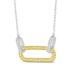 Thumbnail Image 2 of Round-Cut Diamond Paperclip Necklace 1/15 ct tw 10K Yellow Gold & Sterling Silver 18”