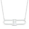 Thumbnail Image 1 of Baguette-Cut Diamond Paperclip Link Necklace 1/15 ct tw Sterling Silver 18&quot;