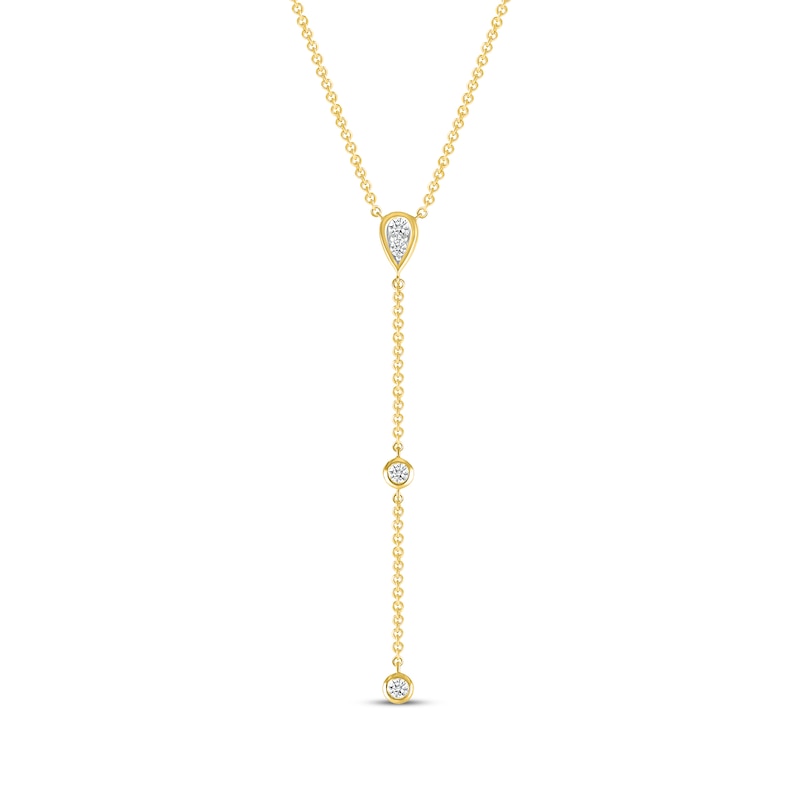 Main Image 1 of Round-Cut Diamond Y Drop Necklace 1/5 ct tw 10K Yellow Gold 18&quot;