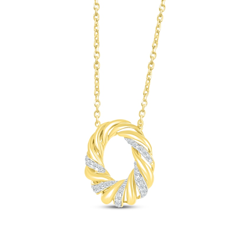 Main Image 2 of Round-Cut Diamond Spiral Circle Necklace 1/6 ct tw 10K Yellow Gold 18&quot;