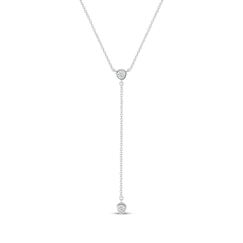 Main Image 1 of Round-Cut Diamond Y Necklace 1/10 ct tw 10K White Gold 18&quot;