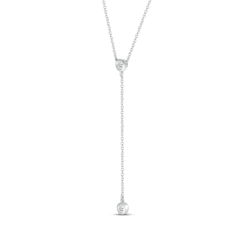 Round-Cut Diamond Y Necklace 1/10 ct tw 10K White Gold 18