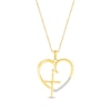 Thumbnail Image 1 of Round-Cut Diamond Heart & Cross Necklace 1/20 ct tw 10K Yellow Gold 18&quot;