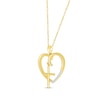 Thumbnail Image 2 of Round-Cut Diamond Heart & Cross Necklace 1/20 ct tw 10K Yellow Gold 18&quot;