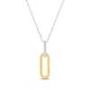 Thumbnail Image 1 of Round-Cut Diamond Paperclip Necklace 1/20 ct tw Sterling Silver & 10K Yellow Gold 18&quot;