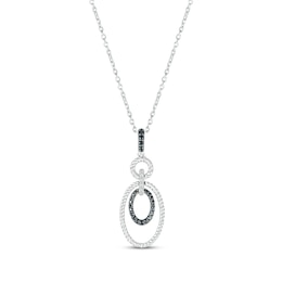 Round-Cut Black & White Diamond Oval Link Necklace 1/4 ct tw Sterling Silver 18&quot;