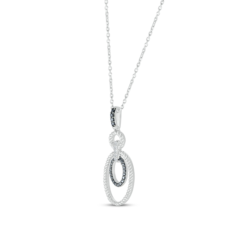 Main Image 2 of Round-Cut Black & White Diamond Oval Link Necklace 1/4 ct tw Sterling Silver 18&quot;