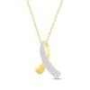 Thumbnail Image 1 of Round-Cut Diamond Ribbon Necklace 1/6 ct tw 10K Yellow Gold 18&quot;