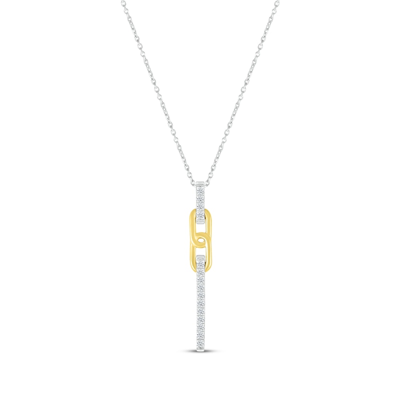 Main Image 1 of Round-Cut Diamond Link Line Drop Necklace 1/10 ct tw 10K Two-Tone Gold 18&quot;