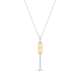 Round-Cut Diamond Link Line Drop Necklace 1/10 ct tw 10K Yellow Gold & Sterling Silver 18&quot;