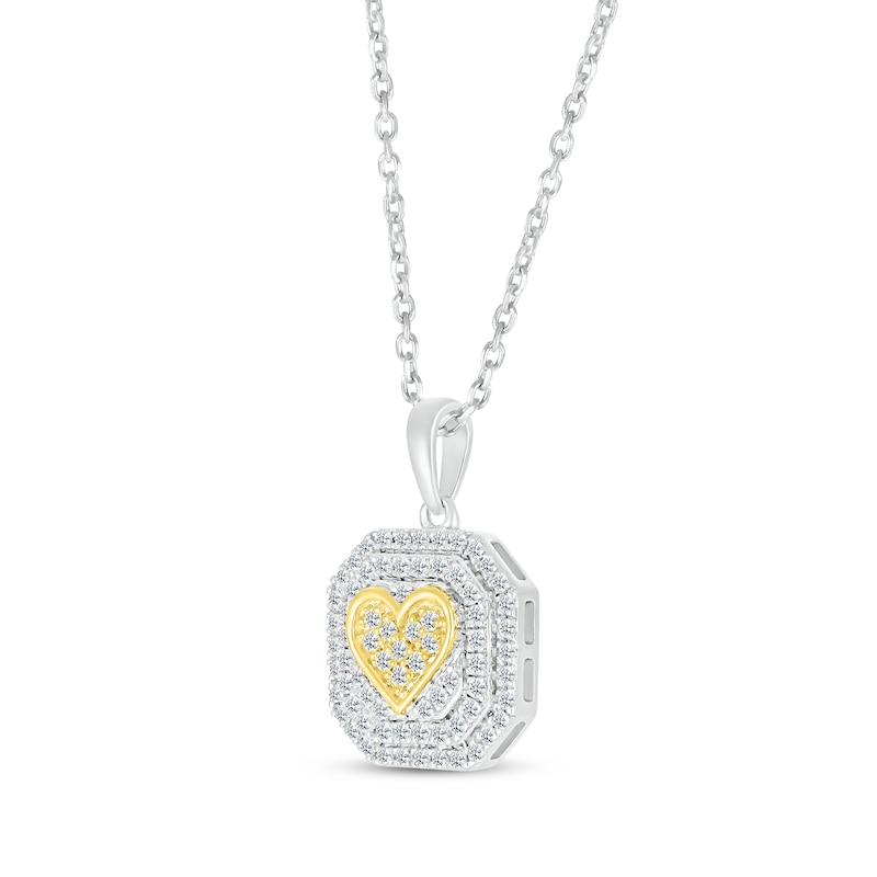 Main Image 2 of Round-Cut Multi-Diamond Center Heart Necklace 1/3 ct tw 10K Two-Tone Gold 18&quot;