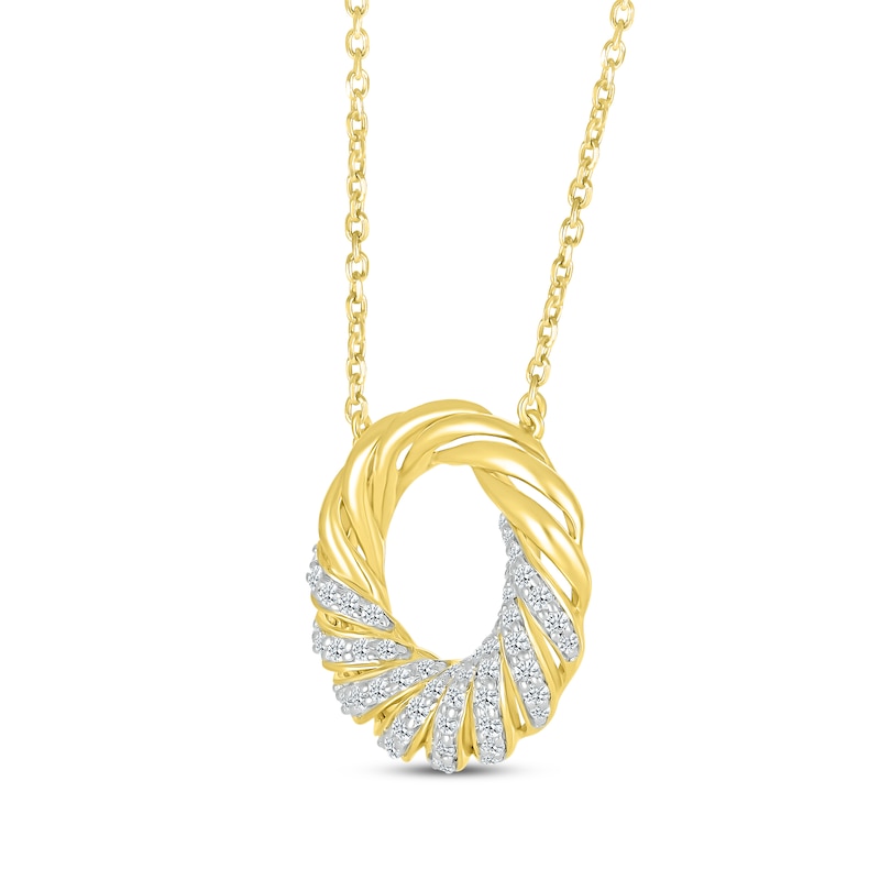 Main Image 2 of Round-Cut Diamond Spiral Circle Necklace 1/4 ct tw 10K Yellow Gold 18“