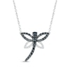 Thumbnail Image 1 of Round-Cut Black & White Diamond Dragonfly Necklace 1/4 ct tw Sterling Silver 18”