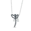 Thumbnail Image 2 of Round-Cut Black & White Diamond Dragonfly Necklace 1/4 ct tw Sterling Silver 18”