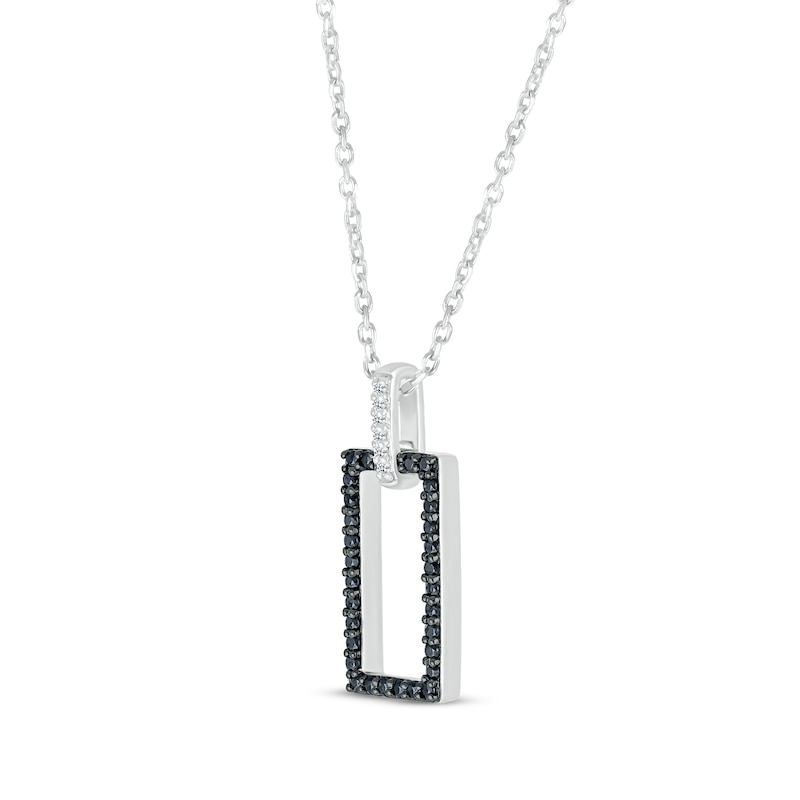 Main Image 2 of Round-Cut Black & White Diamond Rectangle Necklace 1/5 ct tw Sterling Silver 18”