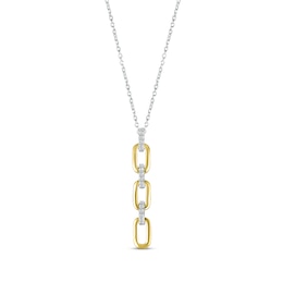 Round-Cut Diamond Paperclip Drop Necklace 1/15 ct tw 10K Two-Tone Gold 18”