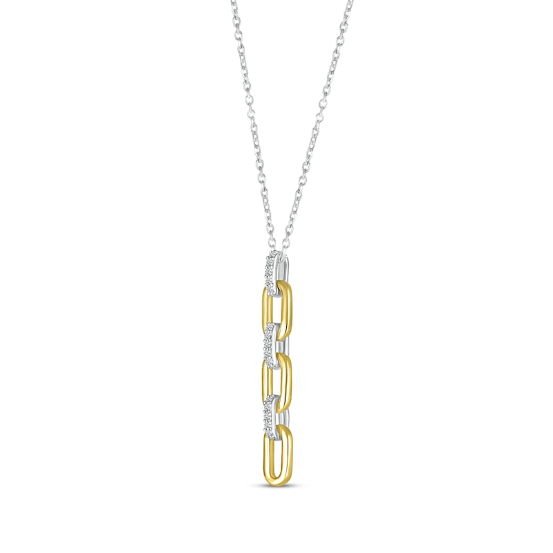 Main Image 2 of Round-Cut Diamond Paperclip Drop Necklace 1/15 ct tw 10K Two-Tone Gold 18”