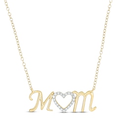 Round-Cut Diamond MOM Necklace 1/20 ct tw 10K Yellow Gold 18”