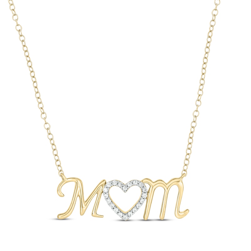 Main Image 1 of Round-Cut Diamond MOM Necklace 1/20 ct tw 10K Yellow Gold 18”