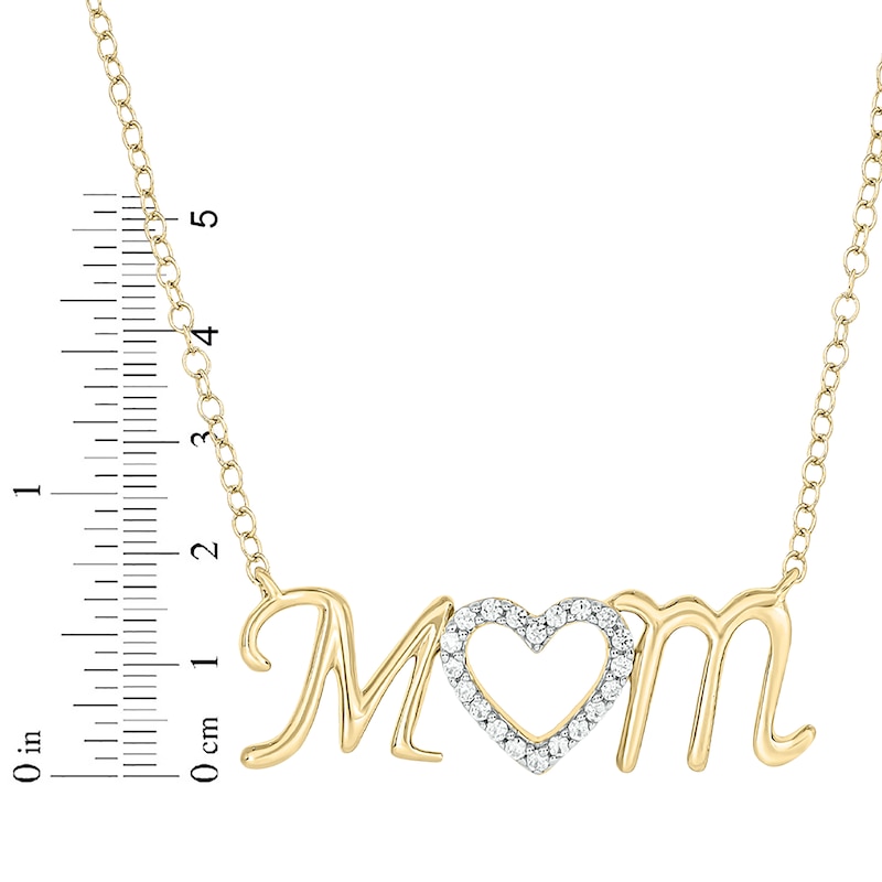 Main Image 2 of Round-Cut Diamond MOM Necklace 1/20 ct tw 10K Yellow Gold 18”