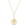 Thumbnail Image 0 of Round-Cut Diamond Cross Disc Paperclip Chain Y-Drop Necklace 1/2 ct tw 10K Yellow Gold 18”