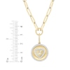 Thumbnail Image 2 of Round-Cut Diamond Heart Disc Paperclip Chain Y-Drop Necklace 1/2 ct tw 10K Yellow Gold 18”