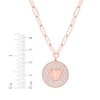 Thumbnail Image 2 of Round-Cut Diamond Heart Disc Paperclip Chain Y-Drop Necklace 1 ct tw 10K Rose Gold 18”