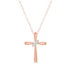 Thumbnail Image 0 of Round-Cut Diamond Wrapped Cross Necklace 1/6 ct tw 10K Rose Gold 18"